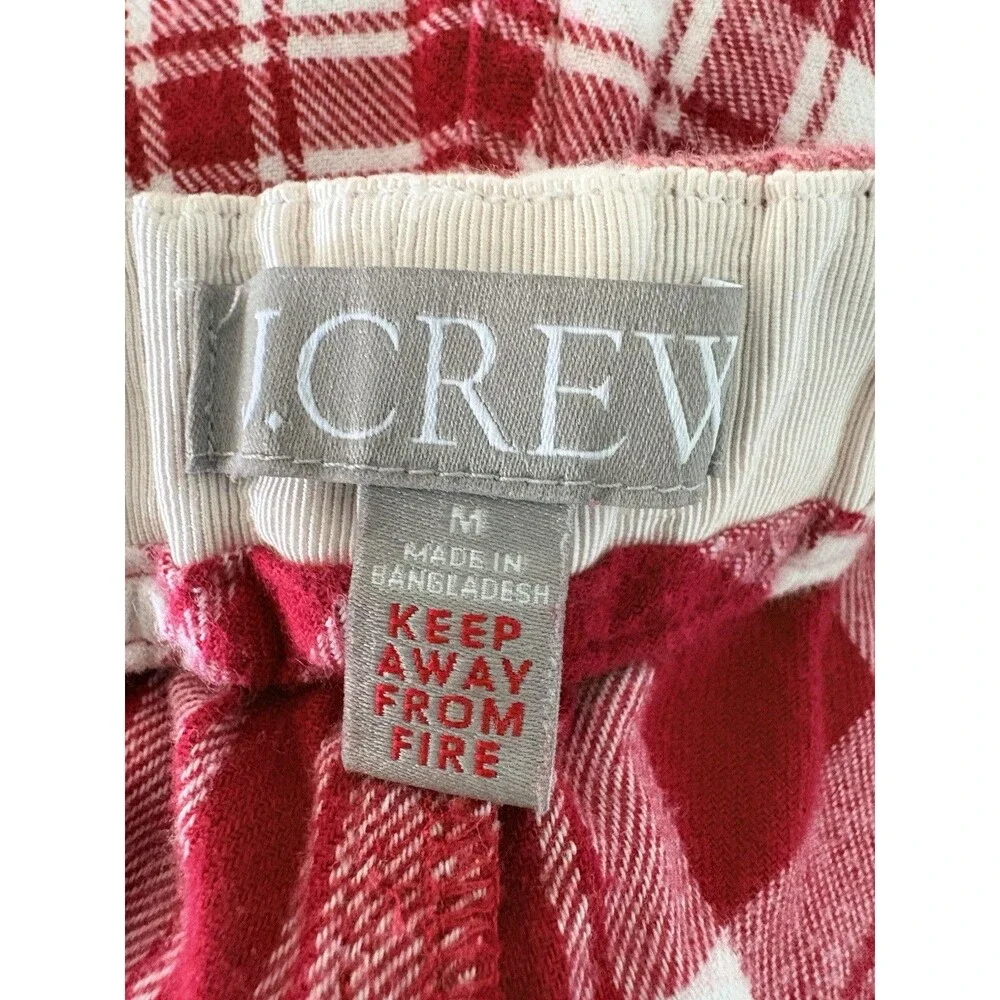 J. Crew Flannel Plaid Pajamas Red White Plaid Womens Medium Holidays Christmas